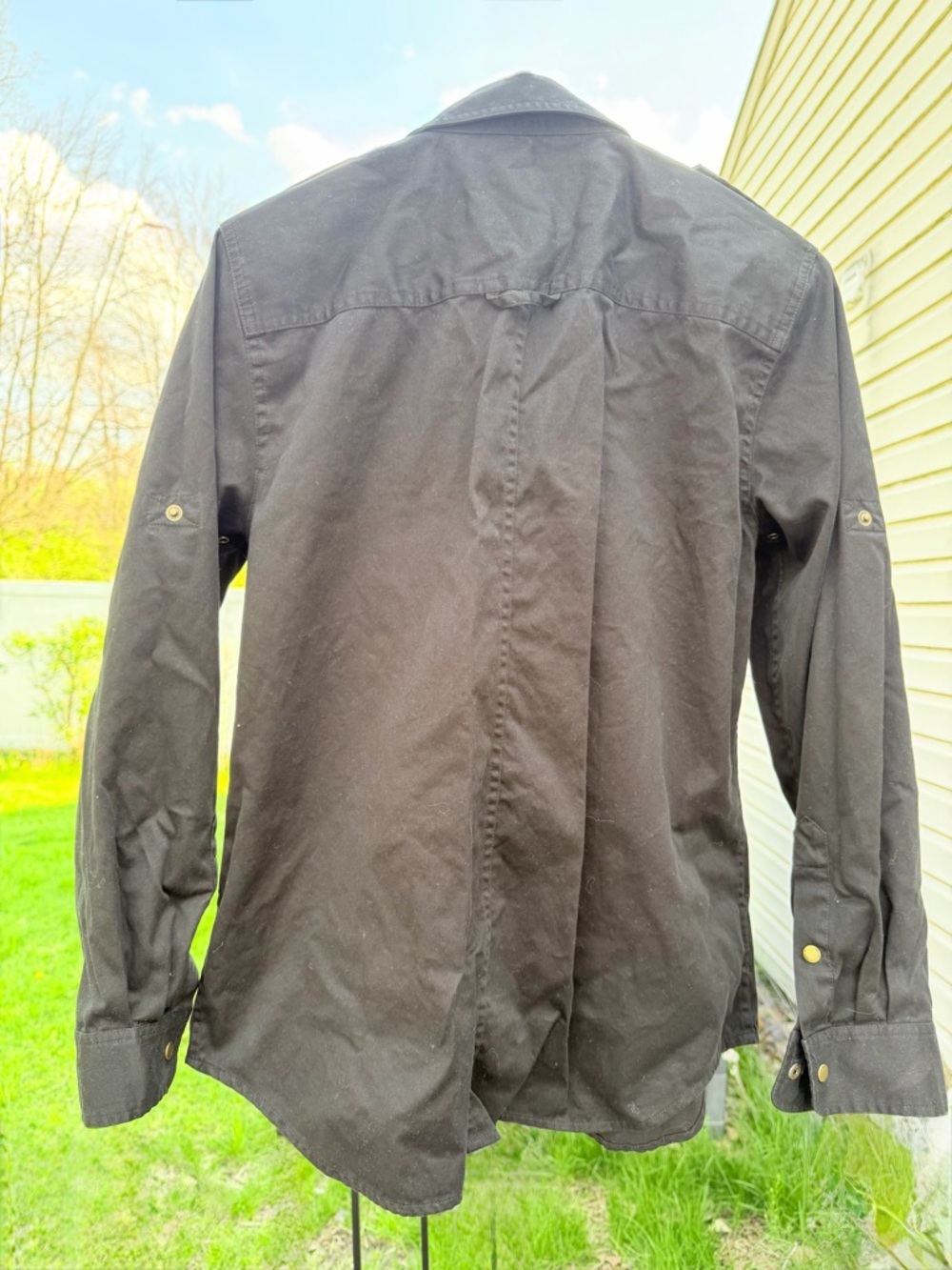 Ralph Lauren Black Utility Button-Down Shirt with Brass Snaps - Picture 13 of 16